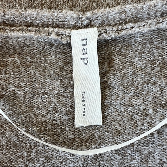 Nap Loungewear Relaxed Fit Long Cardigan Beige Open Front Pockets Cozy Warm Smll - Picture 11 of 15